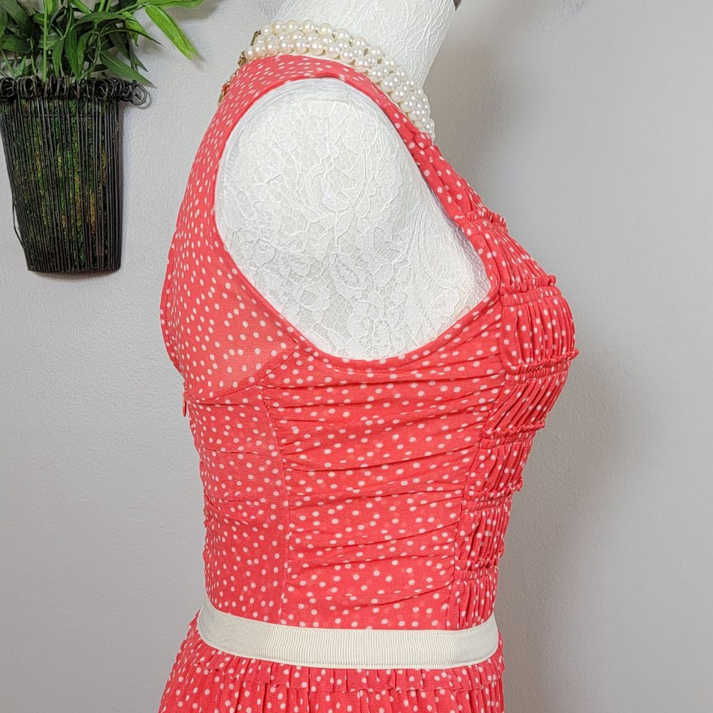 Postmark Anthropologie Sleeveless Polka Dot Mini Dress Smocked Fit & Flare XS - Picture 6 of 13